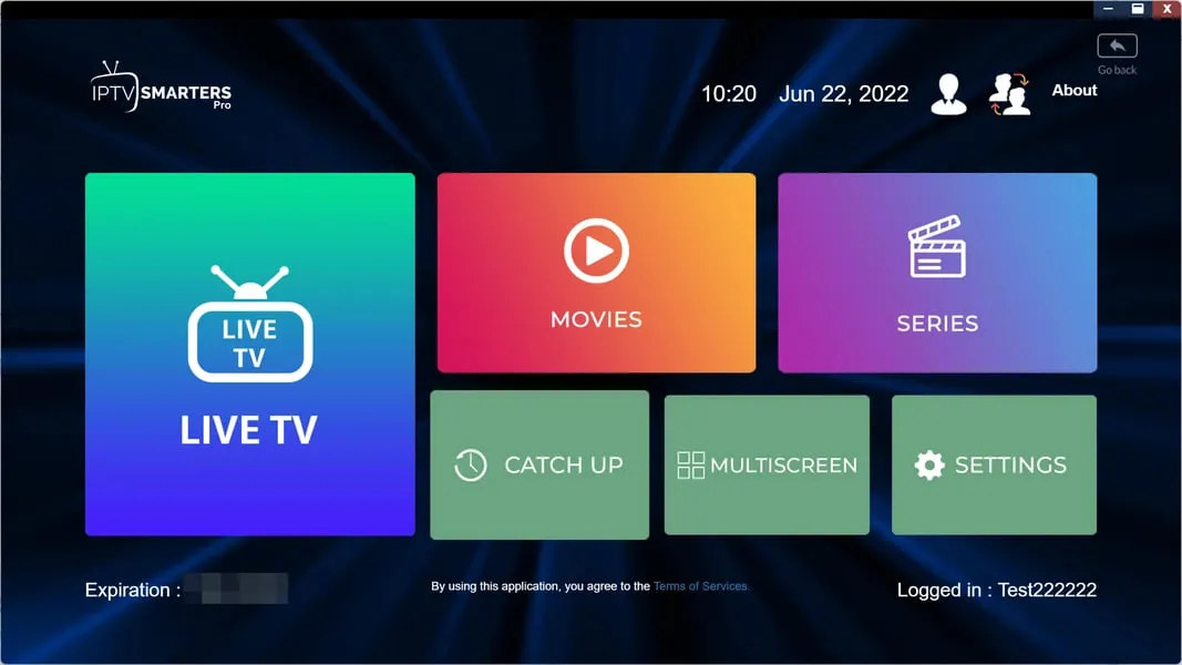 Frixplay IPTV dashboard on Windows PC showing Live TV, Movies and Series tiles